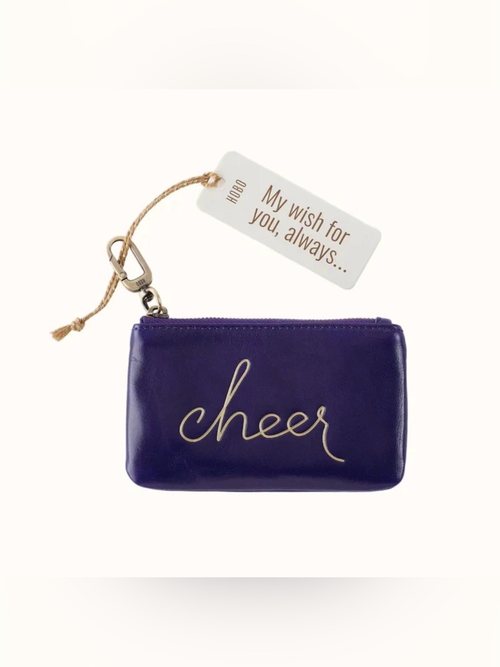 HOBO Blue 'Cheer' Leather Zip Sentiment Pouch